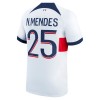 Virallinen Fanipaita Paris Saint-Germain N.Mendes 25 Vieraspelipaita 2023-24 - Miesten